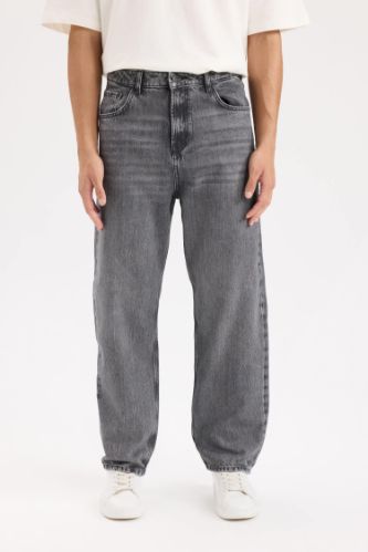 %100 Pamuk Baggy Fit Geniş Kalıp Geniş Paça Jean Pantolon