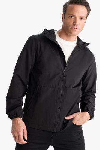 Su İtici Slim Fit Dar Kesim Kapüşonlu Fermuarlı Mevsimlik Baharlık Mont