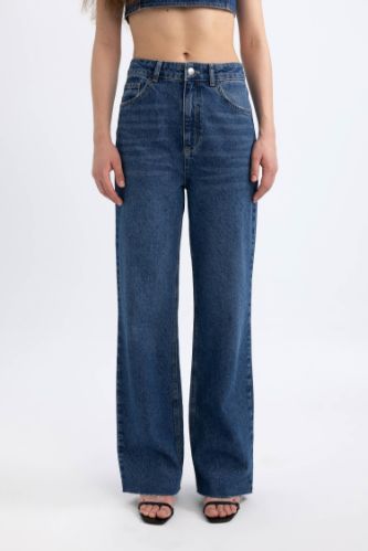 90's Wide Leg Yüksek Bel Geniş Bol Paça Uzun Jean Pantolon