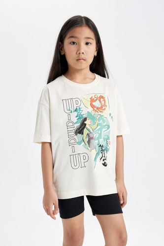 Kız Çocuk Disney Mulan Oversize Fit Kısa Kollu Tişört