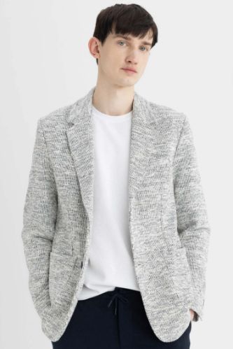 Modern Fit Yarım Astar Düğmeli Cepli Blazer Ceket