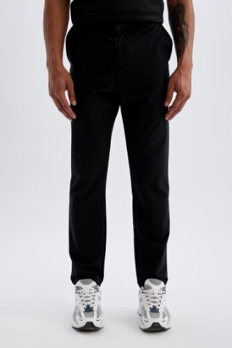 DeFactoFit Dokuma Pantolon Standart Paça Basic Düz Cepli