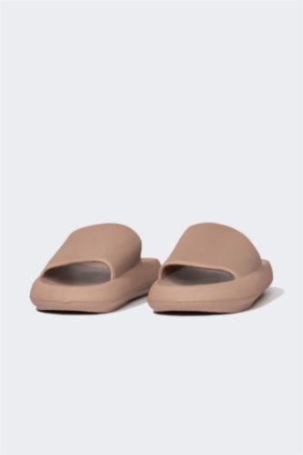 WOMAN Dark Beige Woman High Sole Slip On Plastic Slippers