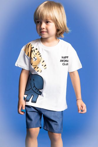 Baby Boy Regular Fit Crew Neck Animal Patterned T-Shirt
