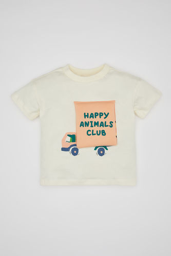 Baby Boy Crew Neck Vehicle Printed T-Shirt