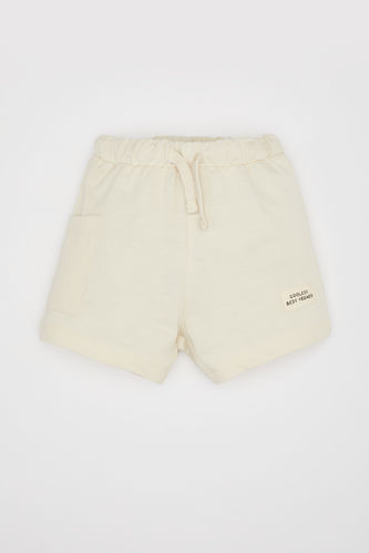 Baby Boy Regular Fit Label Printed Pique Shorts