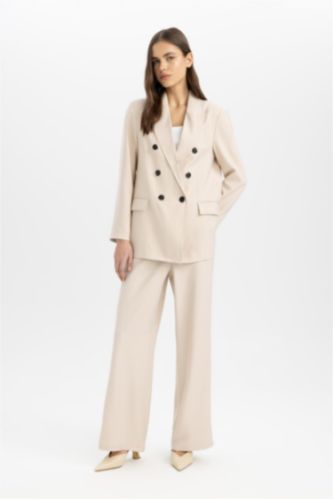 Wide Leg Viskon Kumaş Pantolon Geniş Bol Paça Cepli Yüksek Bel Basic Düz Uzun Boy Yan Şerit Detaylı