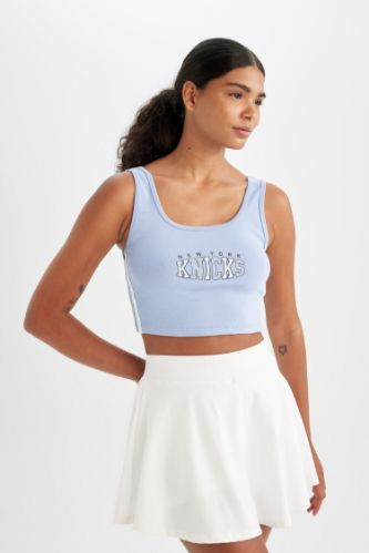 DeFactoFit NBA New York Knicks Cropped Fit Bisiklet Yaka Ribana Atlet