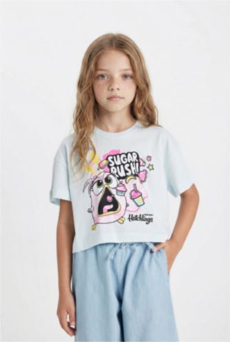 Kız Çocuk - Genç Kız Açık Mavi Hatsune Miku Bisiklet Yaka Kısa Kollu Tişört Kız Çocuk