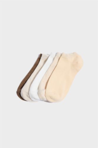 FEMME Beige Lot de 5 Chaussettes ballerines invisibles en coton pour femme