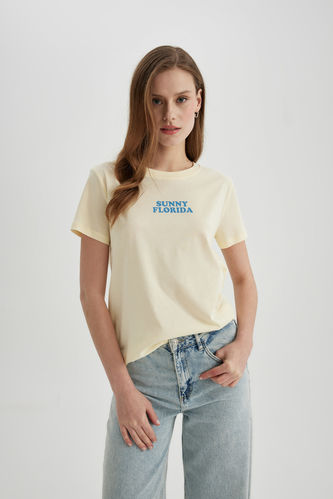 Regular Fit Crew Neck Printed Short Sleeve T-Shirt