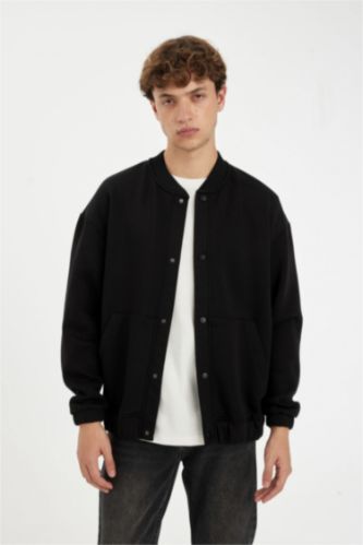 Men Black Boxy Fit Cardigan