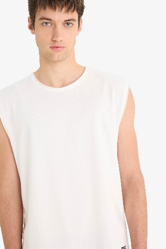 %100 Pamuk Boxy Fit Bisiklet Yaka Basic Düz Atlet