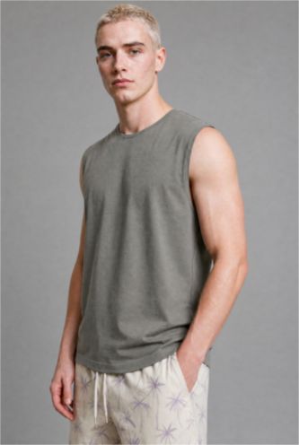 Erkek Haki %100 Pamuk Boxy Fit Atlet