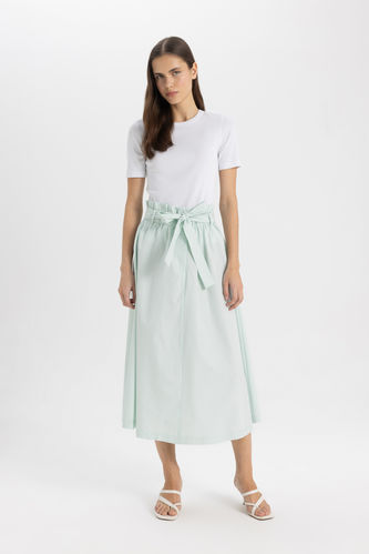 A Cut Poplin Normal Waist Midi Skirt