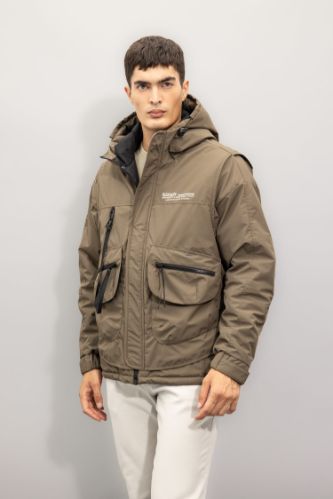 Regular Fit Mont Kapüşonlu Fermuarlı Çıtçıt Kapamalı Cepl