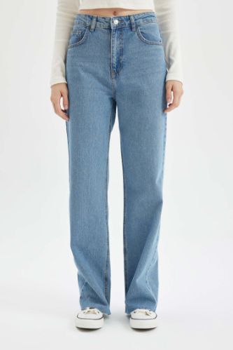 90's Wide Leg High Waist Long Washed Jeans