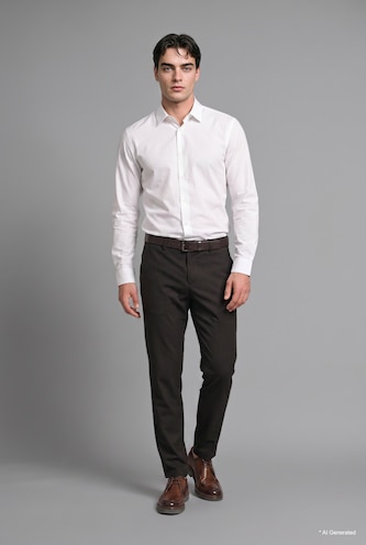 Erkek Kahve Melanj Taılored Fit Pantolon