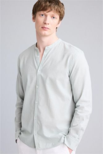 Men Mint Regular Fit Cotton Long Sleeve Shirt