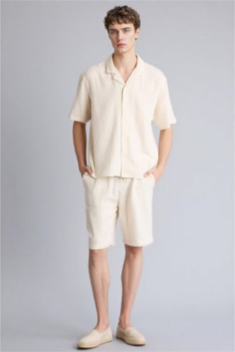 MAN Stone Relax Fit Cotton Bermuda Shorts