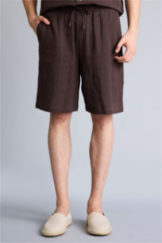 MAN Brown Relax Fit Cotton Bermuda Shorts