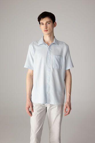Regular Fit Polo Collar Cotton Short Sleeve Shirt