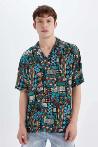 قميص نص ردن فيسكوز قصة عادية وياخة جاكيت