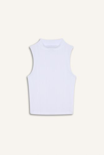 Slim Fit Dar Kesim Yarım Balıkçı Yaka Fitilli Kaşkorse Byeaz Atlet