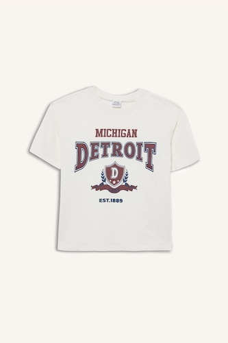 T-shirt oversize imprimé à col rond pour fille