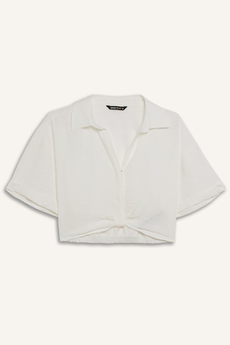Blouse à manches courtes Look Lin Coupe raccourcie