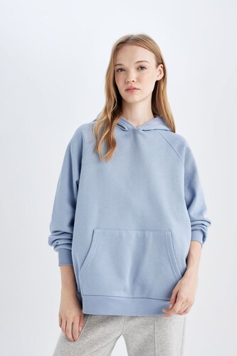 Sweat à Capuche Femme Oversize - Couleur Unie, Poche Kangourou, Tissu Coton Doux Pour Hiver