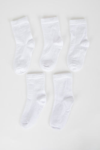 Kız Bebek Dikişsiz 5'li Pamuklu Uzun Çorap
