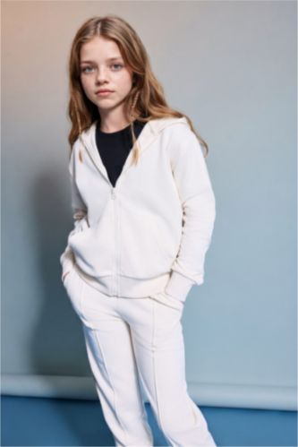 Young Girls - Teen Girls Sand Regular Fit Hooded Cardigan Basic