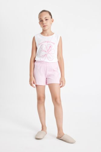 Kız Çocuk Pijama Takımı Baskılı Kolsuz Üst Şort
