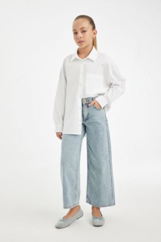 Kız Çocuk Wide Leg Geniş Bol Paça Cepli Pantolon