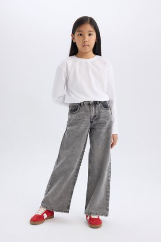 Kız Çocuk Wide Leg Geniş Bol Paça Cepli Pantolon