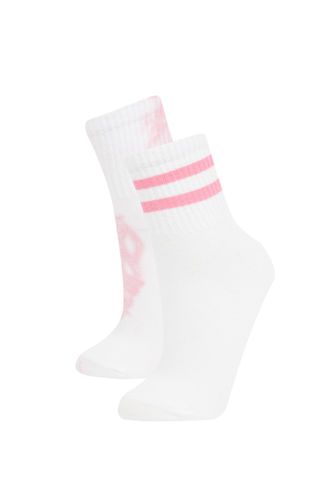 Kadın Batik Desenli 2'li Pamuklu Soket Çorap