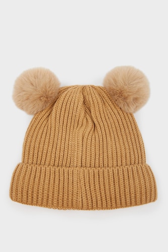 Baby Boy Embroidered Polar Fleece Lined Knit Beanie