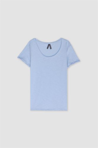 ت شيرت عادي نص كم ورقبة مستديرة