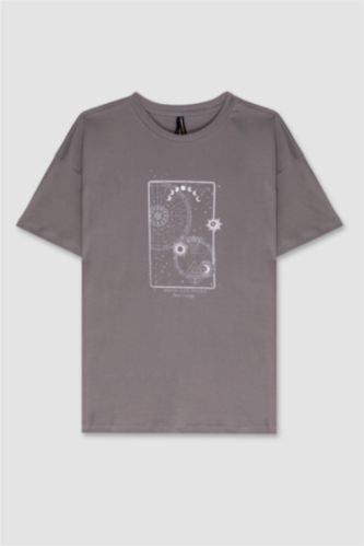 Relax Fit Crew Neck Printed Cotton T-Shirt