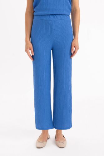 Bürümcük Kapri Pantolon Wide Leg Geniş Bol Paça Cepli Düz Basic
