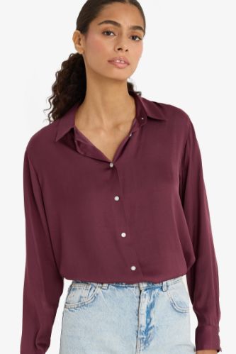 Regular Fit Long Sleeve Satin Shirt