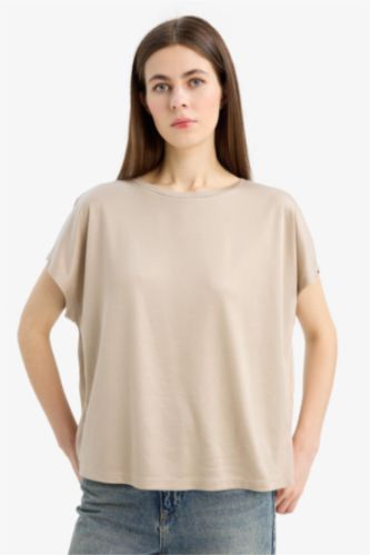 Woman Light Vison Crew Neck Basic Modal Short Sleeve T-Shirt