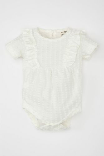 Body à Manches Courtes Col rond à Boutons-Pression pour Bébé Fille