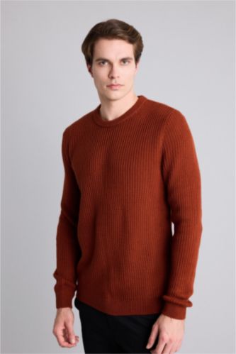 Men Light Brown Standard Fit Knitwear Pullover