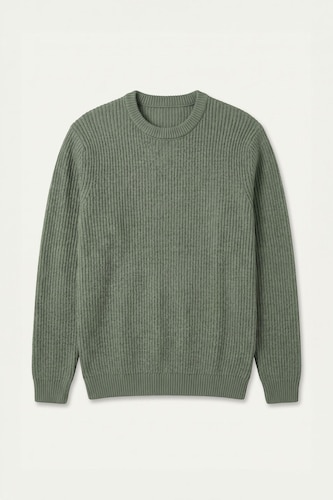Standard Fit Ribbed Knit Crew Neck Basic Pullover