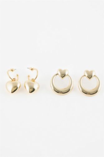 FEMME Altın Lot de 2 paires de Boucles d'oreilles cœur doré pour femme