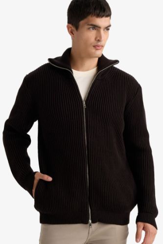 Standard Fit Turtleneck Knitwear Cardigan