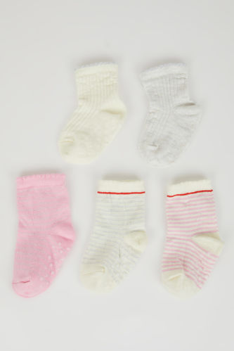 Длинные носки из хлопка для малышей девочек, 5 пар