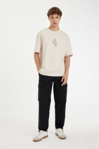 Boy Black Parachute Wide Leg Cargo Pants